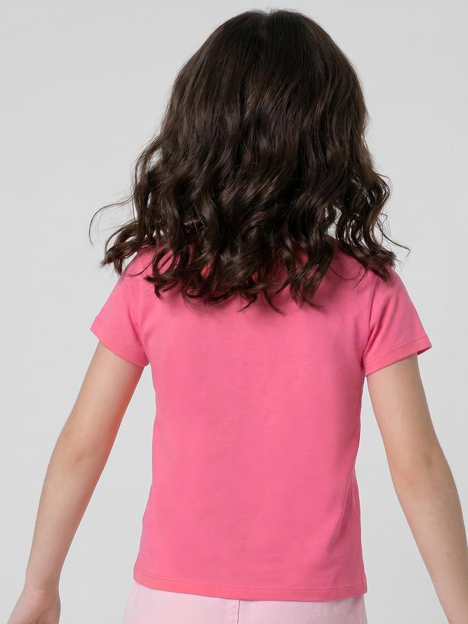 R&B Pink Graphic Print Girls Round Neck Regular Fit Short Sleeves T-Shirt 