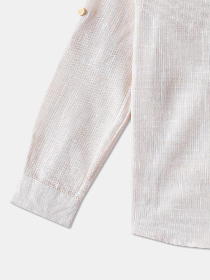 Boys Regular Fit Full Sleeve Mandarin Collar Shirt