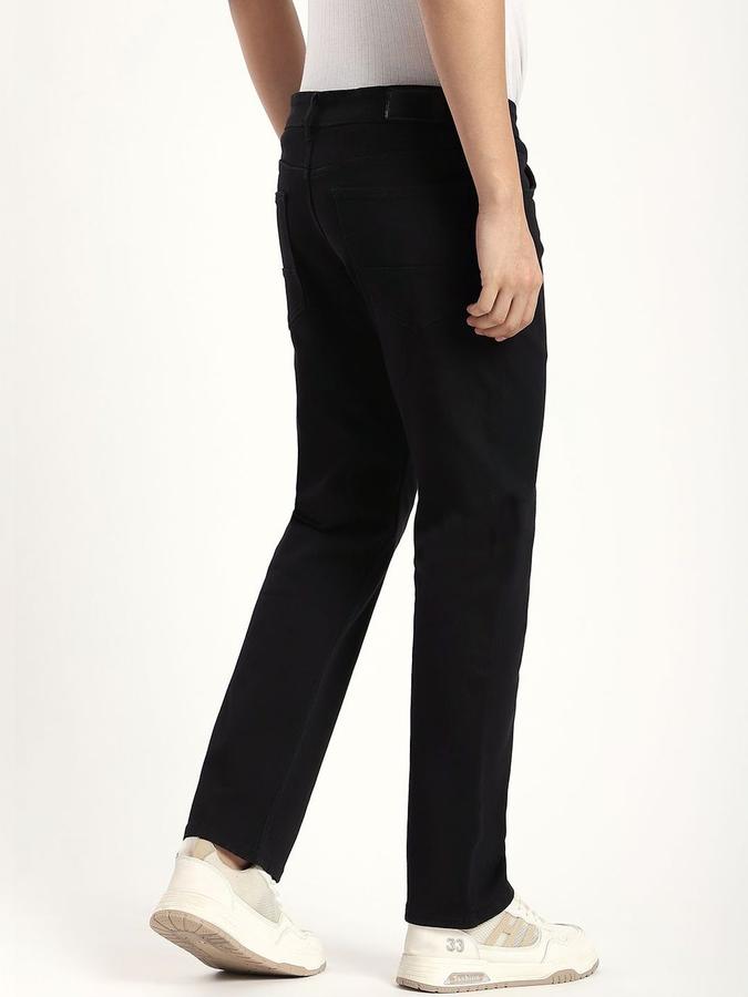 R&B Men Black Straight Fit Mid-Rise Jeans