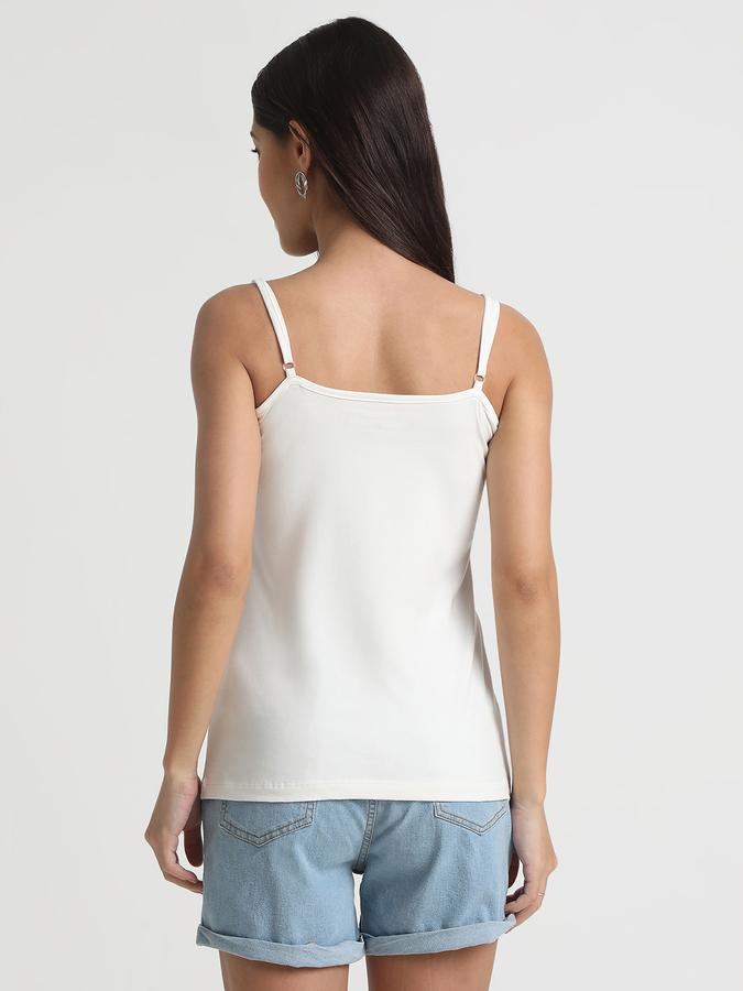 R&B Women Ivory Solid Camisole Top