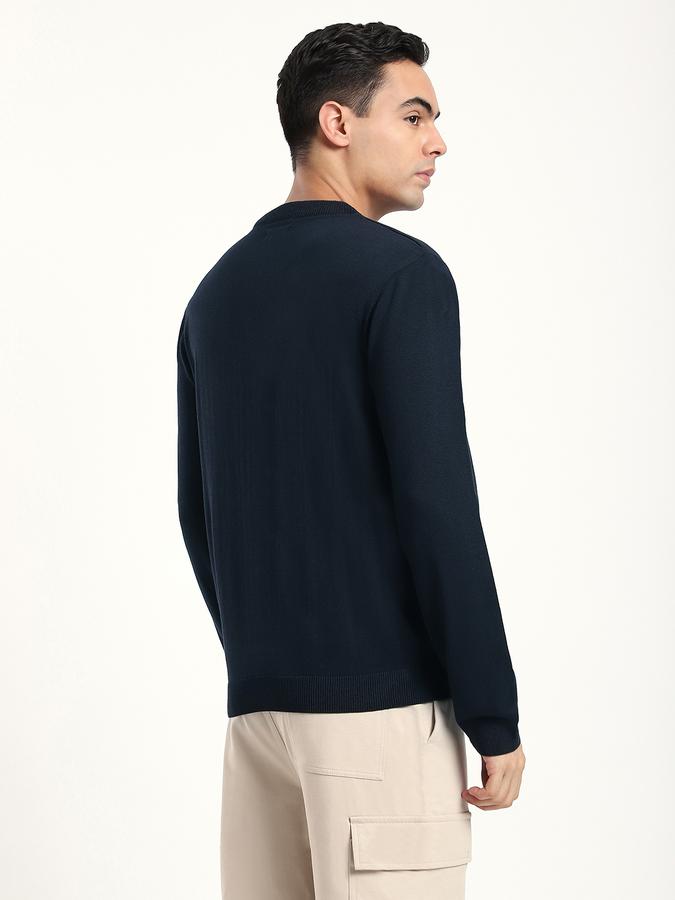 Men Cotton Blend Regular Fit Crew Neck Solid Sweater