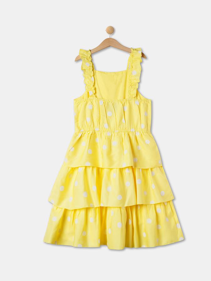 Girls Viscose Regular Fit Square Neck Tiered Dress
