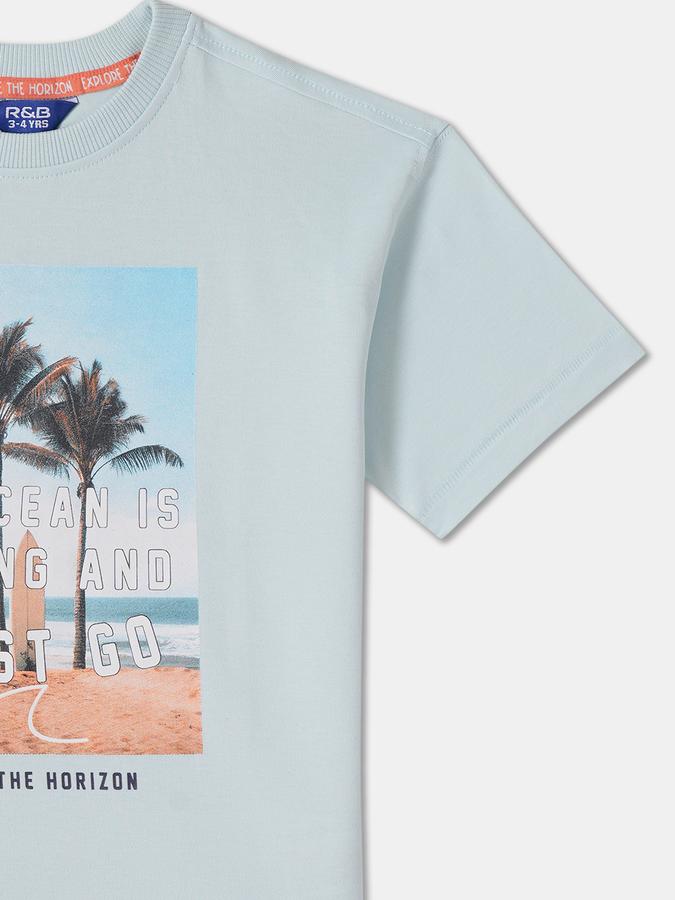Printed T-Shirt with Crew Neck and Short Sleeves image number 2