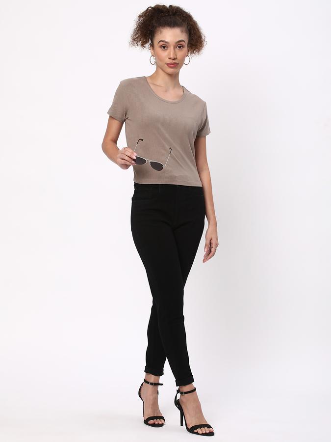 Women Ribbed Regular Fit Round-Neck Top image number 1