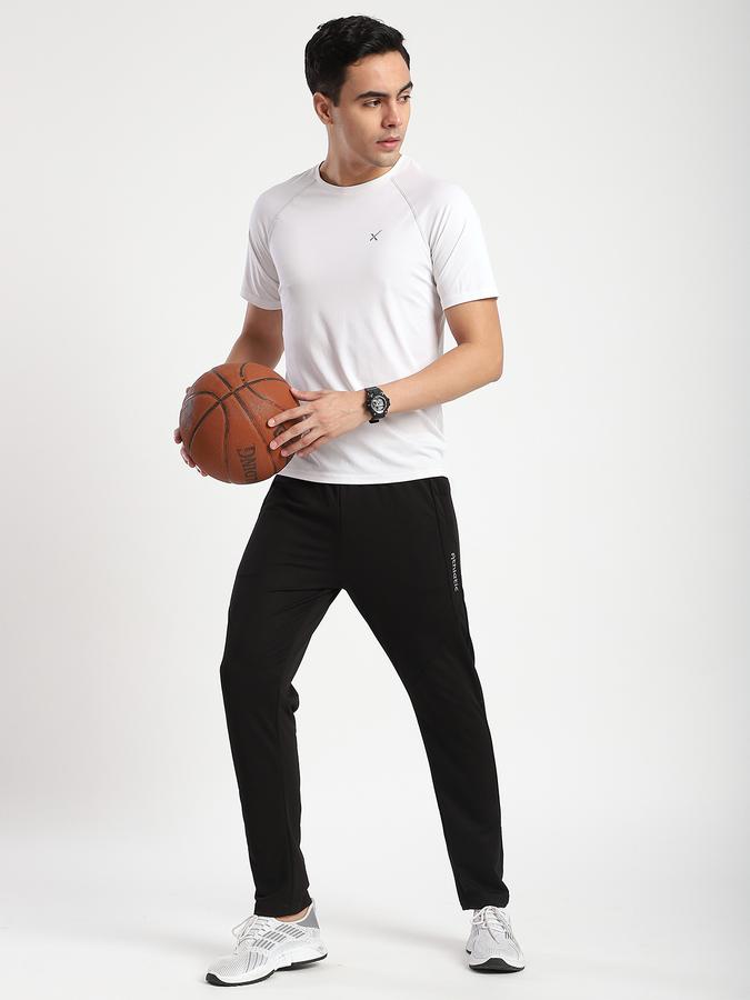 Men Cotton Regular Fit Drawstring Waist Open Hem Trackpants