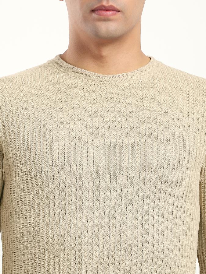 Men Cotton Blend Regular Fit Crew Neck Solid Sweater