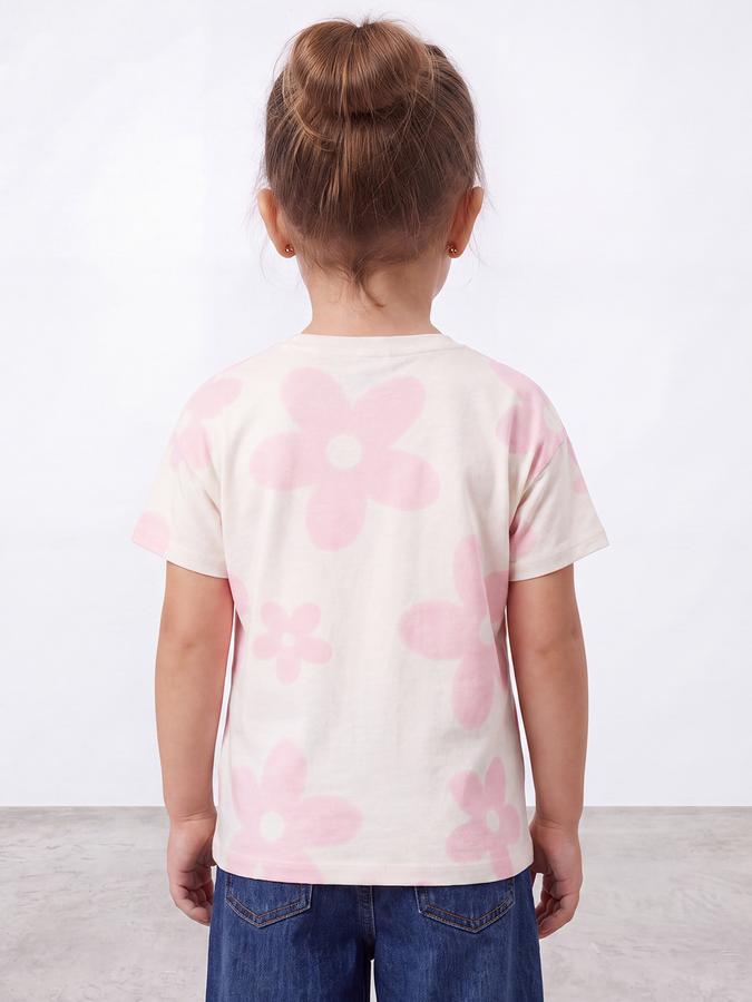 R&B Girls White Stitch Printed  Short Sleeves  T-shirt