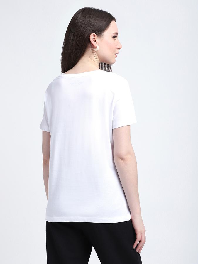 R&B Women White Floral Graphic T-Shirt