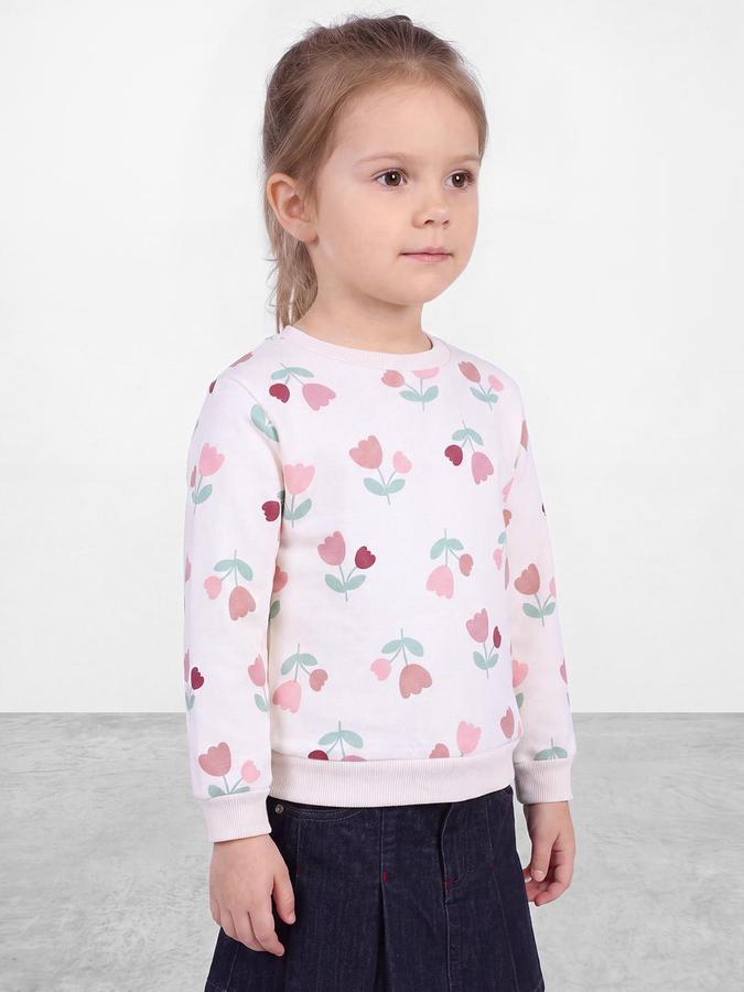 R&B Girls Beige Floral All over Print Long Sleeves Round Neck Sweatshirt