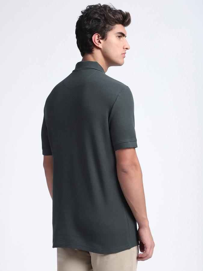 Men Cotton Regular Fit Polo Neck Solid T-shirt