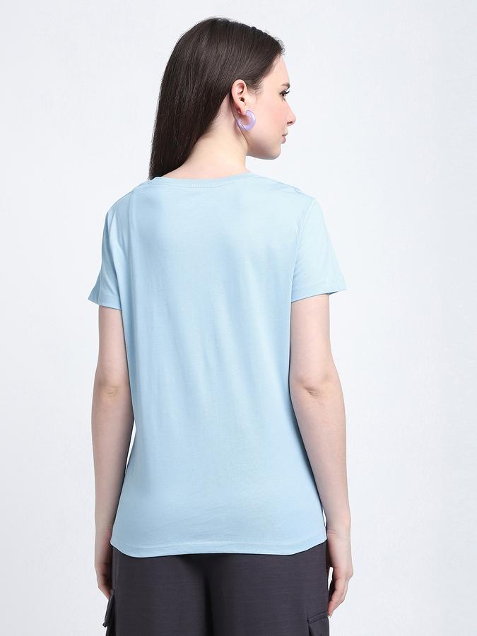 R&B Women Powder Blue Typography T-Shirt