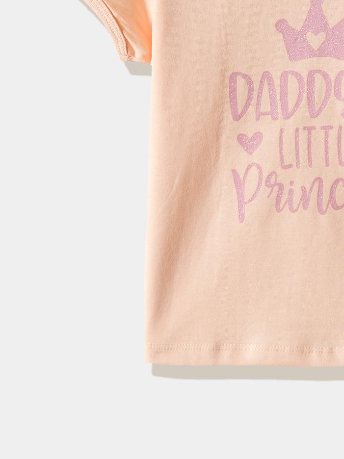 Girls Cotton Regular Fit Crew Neck Glitter T-shirt