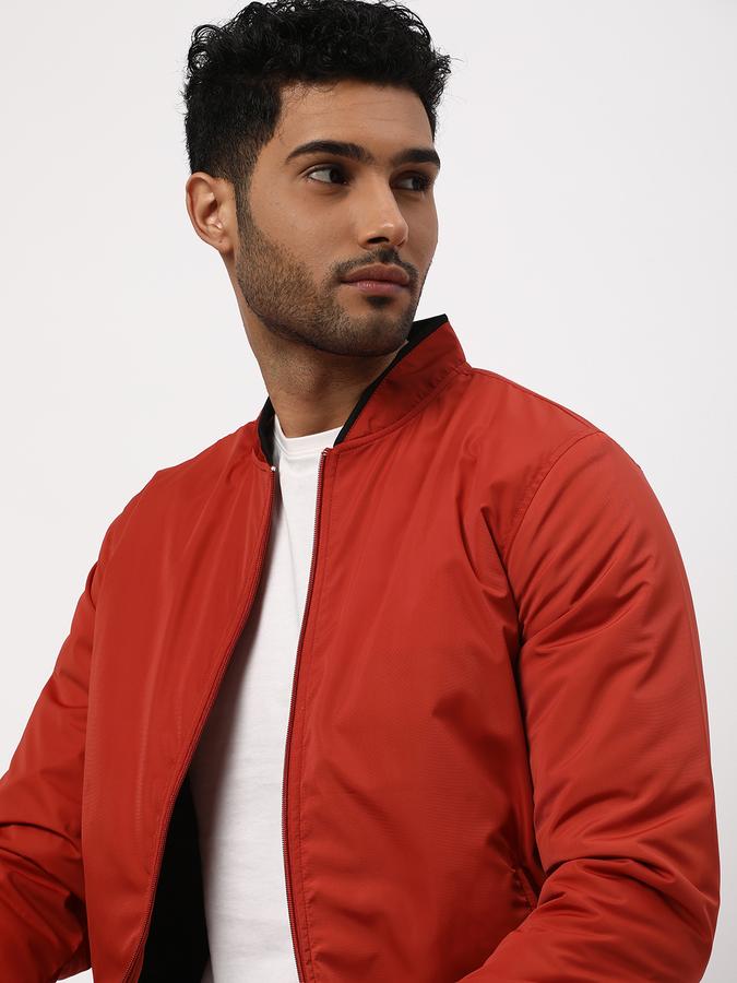 Men Polyester Regular Fit Solid Bomber Jacket