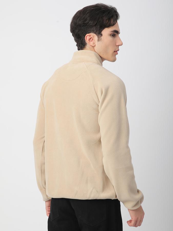 Men Fleece Regular Fit High Neck Zip Up Sweatshirt