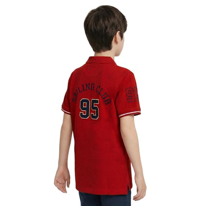 R&B Boy Red Cotton Printed Polo Collar T-Shirt