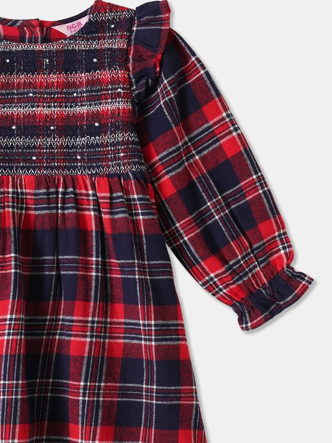 Girls Cotton Regular Fit Round Neck Printed Dress