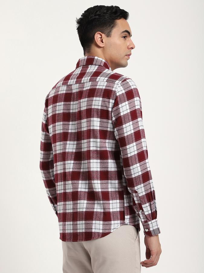 R&B Men's Maroon Checked Shirt