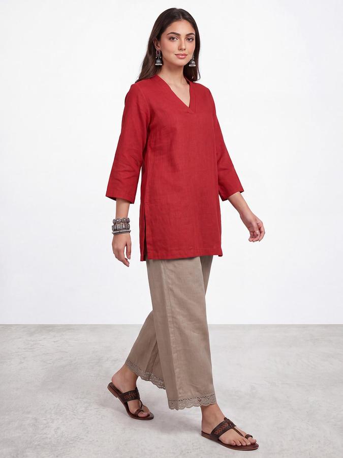 R&B Women Off White Crochet Lace Pure Cotton Palazzo