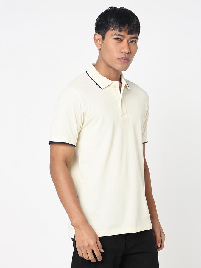 Solid Men Peter Pan Collar T-Shirt image number 3
