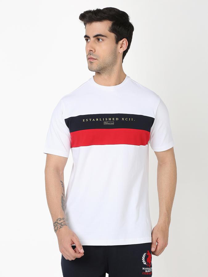 Men Colourblock Regular Fit Crew-Neck T-Shirt image number 0