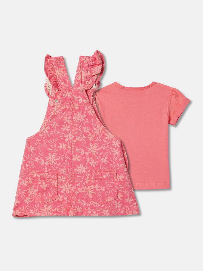 Girls Micro Print Regular Fit Dungaree image number 1