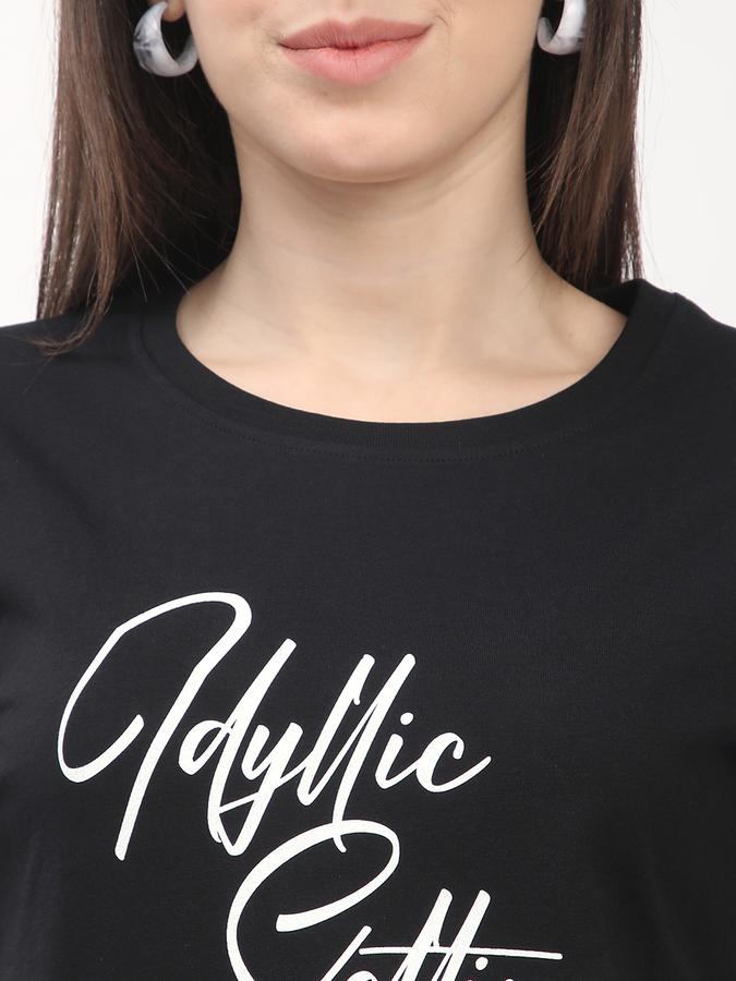 Women Cotton Relaxed Fit Round Neck Graphic T-shirt