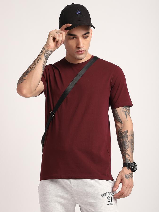 Men Cotton Regular Fit Crew Neck Solid T-shirt