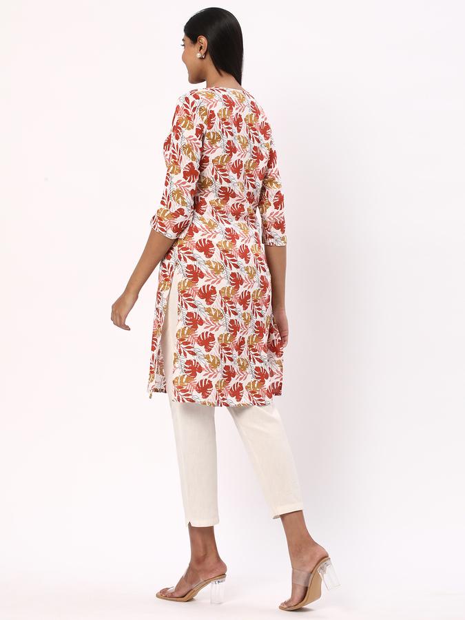 Women Leaf Print Straight Kurta image number 2