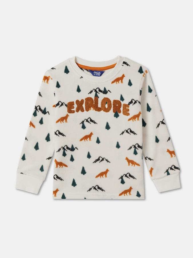 Boys Graphic Applique Full Sleeves SweaT-Shirt with Trousers Fashion Set