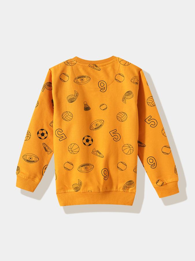 R&B Boys' Mustard Printed Sweatshirt