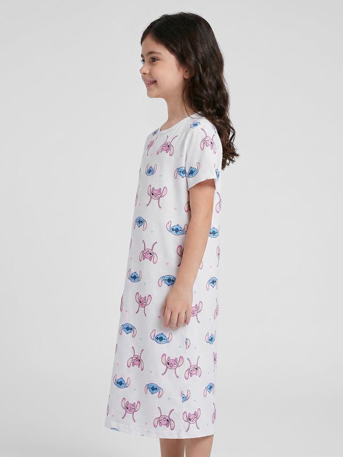 R&B Blue Printed Short Sleeves Round Neck Maxi Girls T-shirt Nightdress