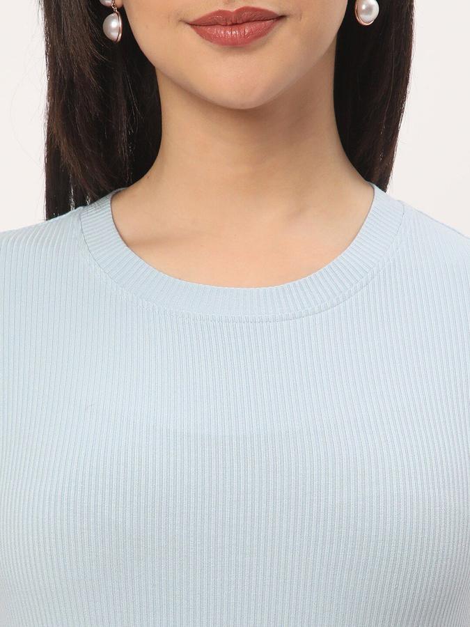 R&B Women Blue Solid Short Sleeve Round Neck Above Knee Bodycon Dress