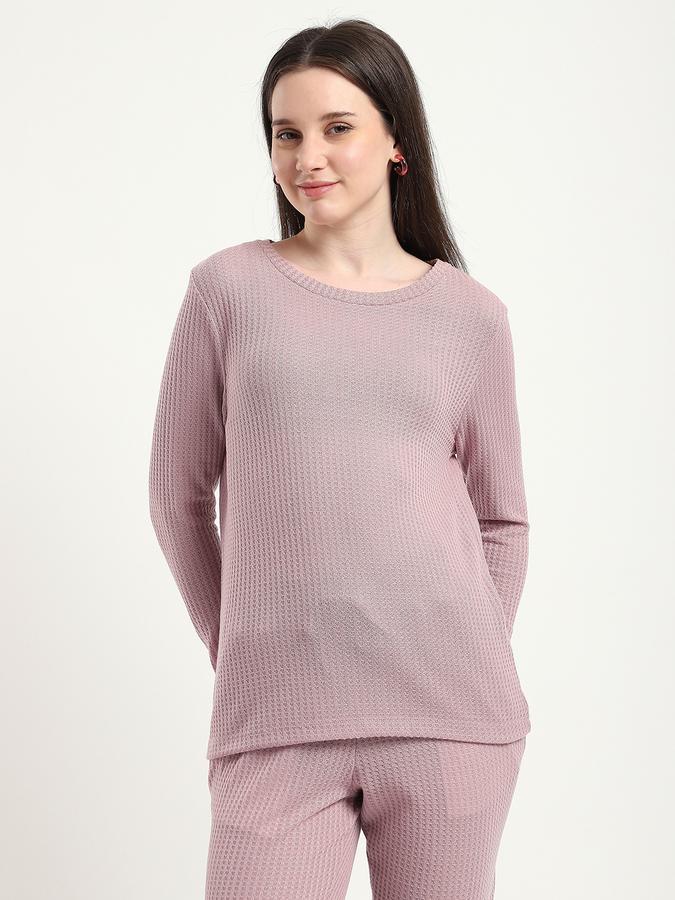 R&B Women Shell Pink Textured Lounge Set