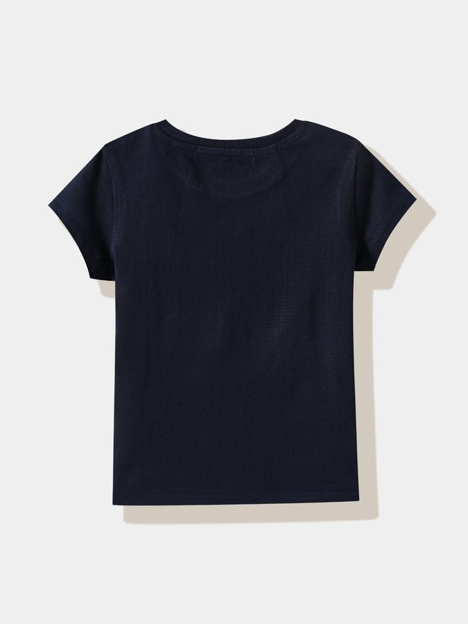 Girls Cotton Regular Fit Crew Neck Graphic T-shirt