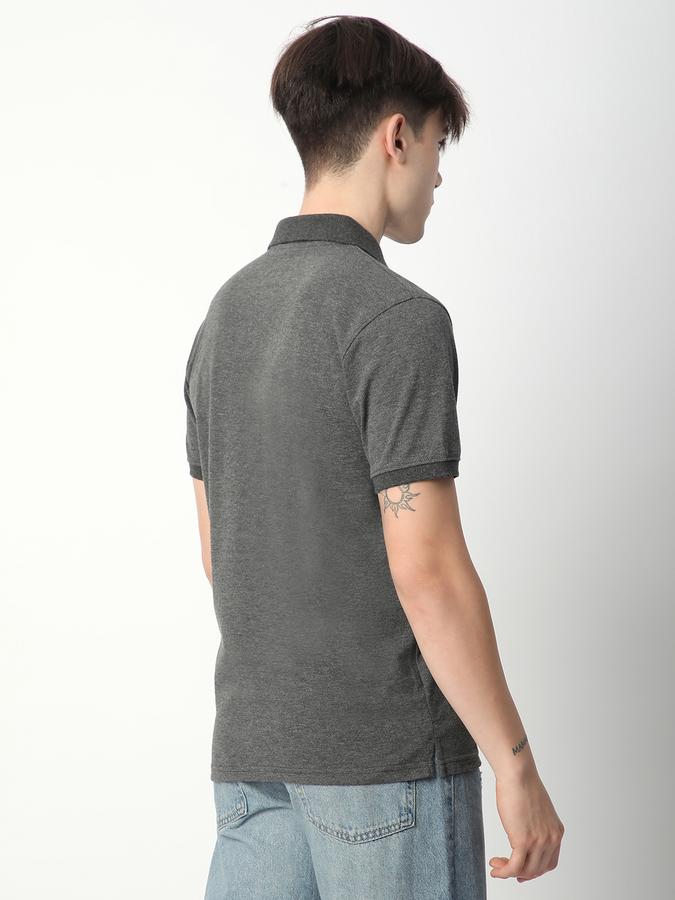 Men Cotton Blend Regular Fit Polo Neck Solid T-shirt