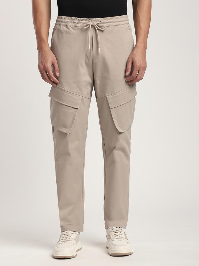 Men Cotton Cargo Fit Drawstring Elasticated Trousers