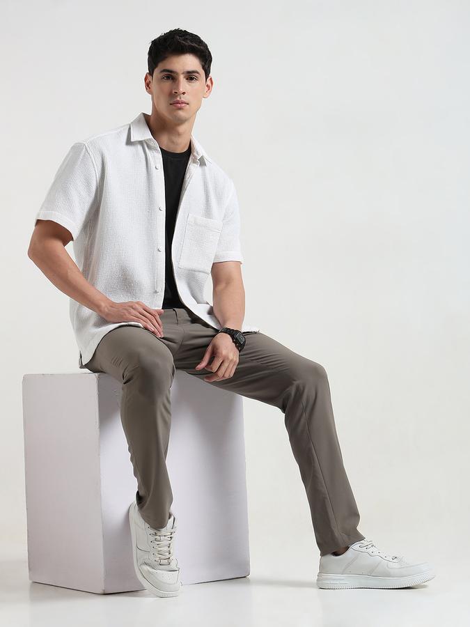 Men Textured Loose Fit Shirt with Patch Pocket