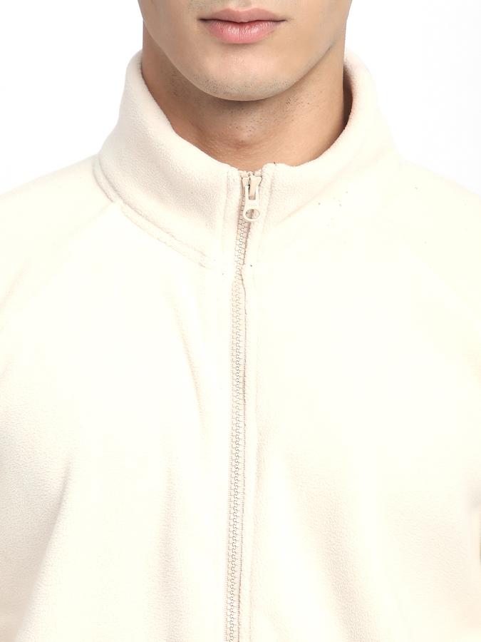 Men Fleece Regular Fit High Neck Zip Up Sweatshirt