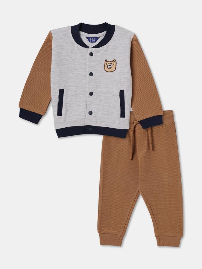 Boys Applique Full Sleeves SweaT-Shirt with Joggers Fashion Set