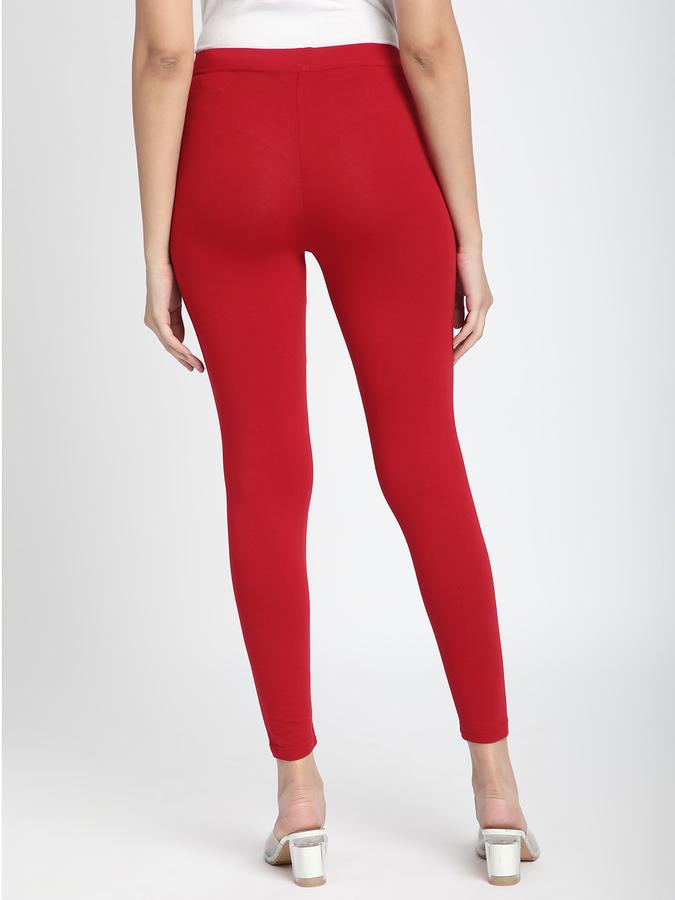 Women Cotton Lycra Elasticated Waist Full Length Solid Leggings