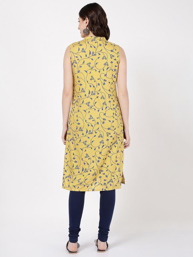 Women Leaf Print Straight Kurta image number 3