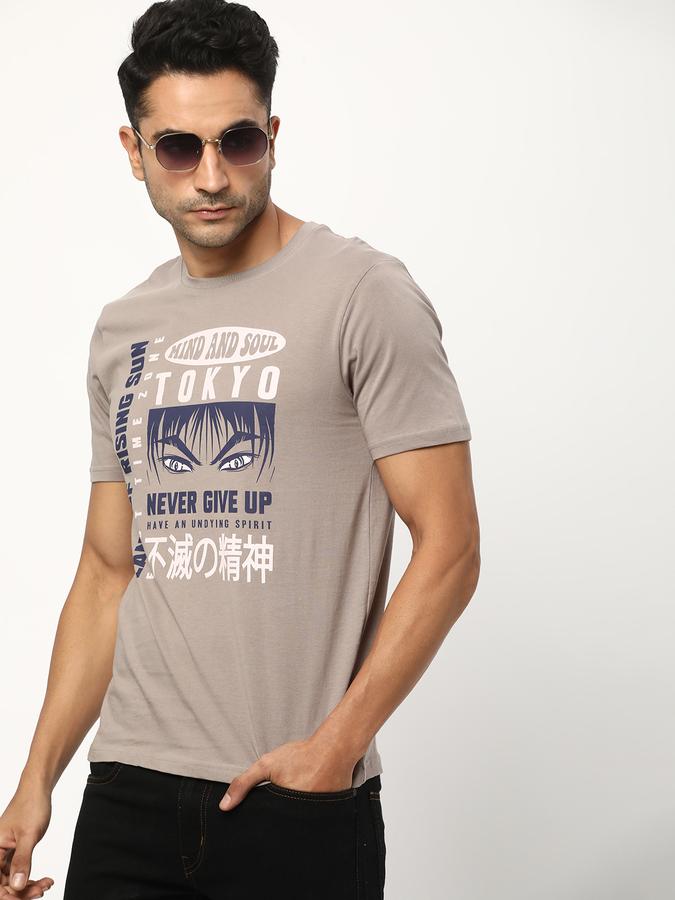 Men Typographic Print Regular Fit Crew-Neck T-Shirt image number 0