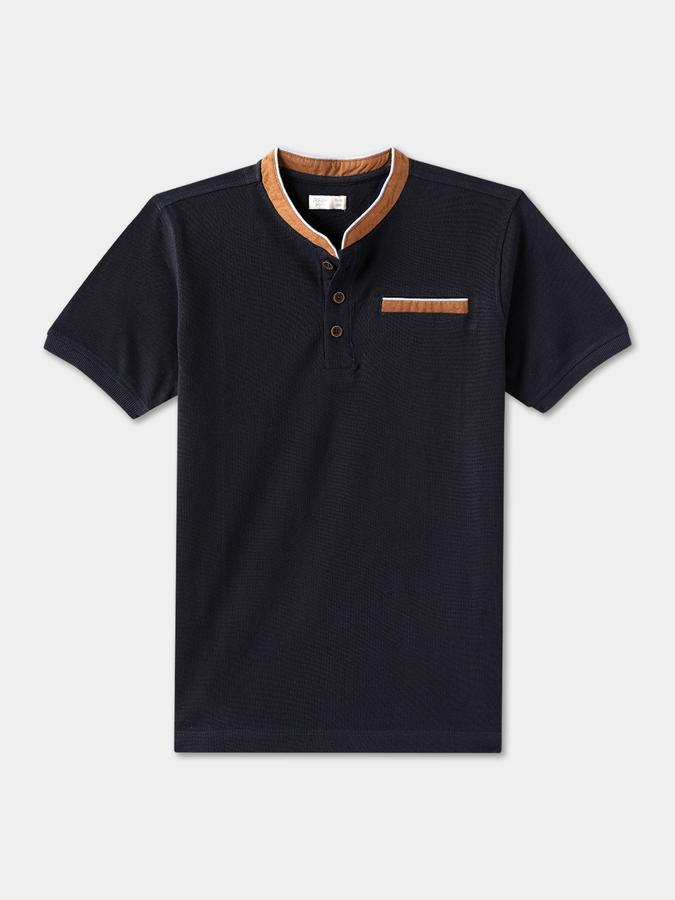 Boys Regular Fit Short Sleeve Henley Neck T-Shirt