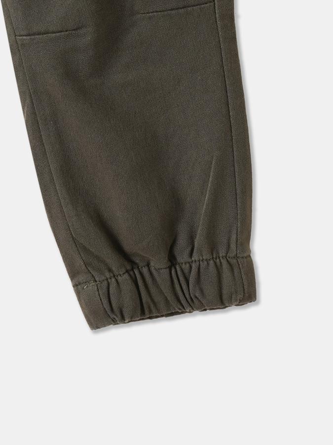 Boys Twill Regular Fit Drawstring Waist Cuffed Hem Trousers