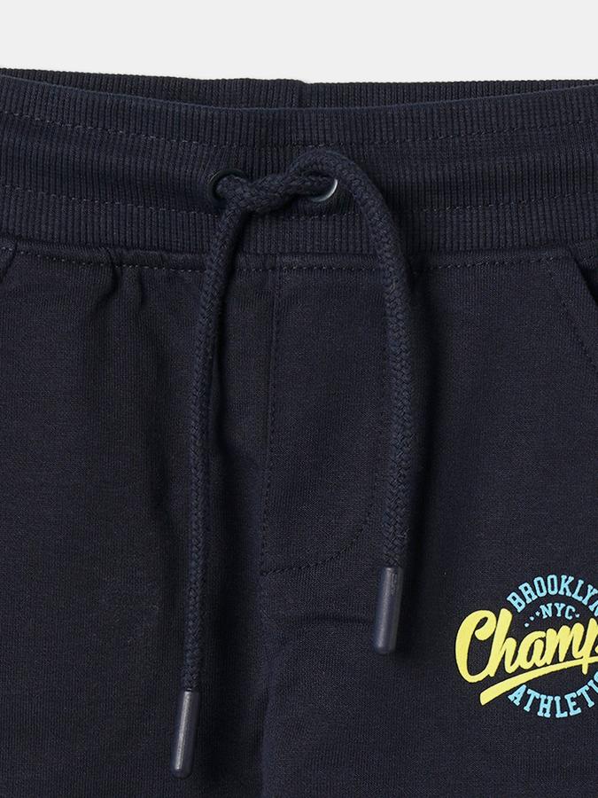 Boys Cotton Tapered Fit Drawstring Waist Graphic Joggers