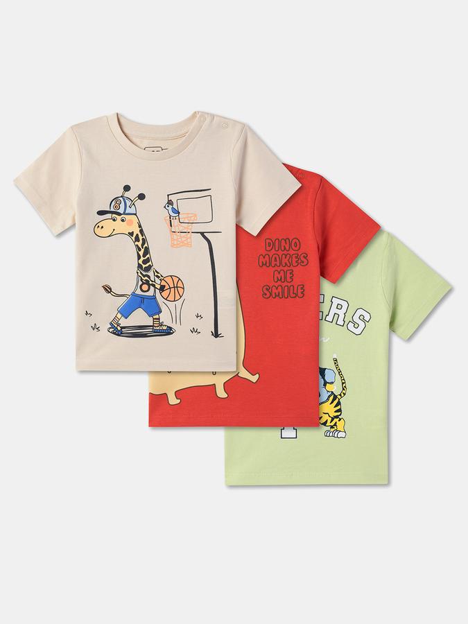 Pack of 3 Boy Graphic Print Round-Neck T-Shirts