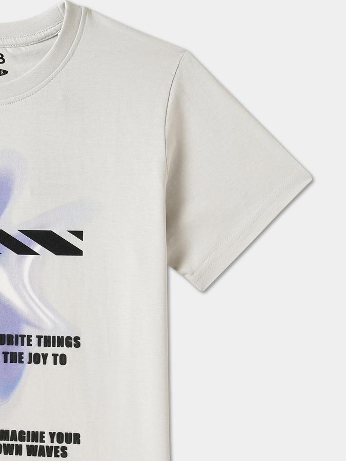 R&B Boys' Grey Printed T-Shirt