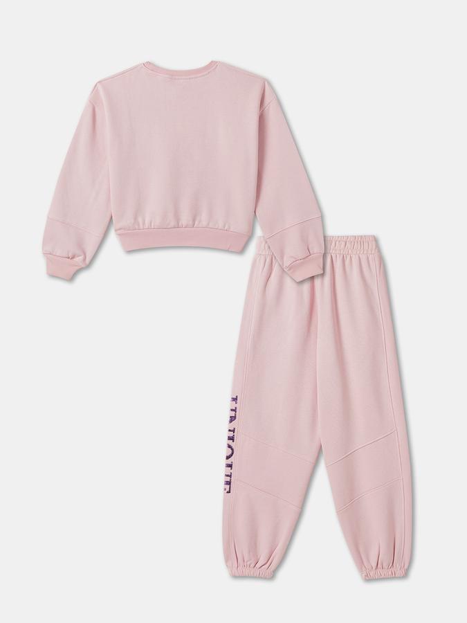 Girls Cotton Graphic Sweatshirt and Joggers Set
