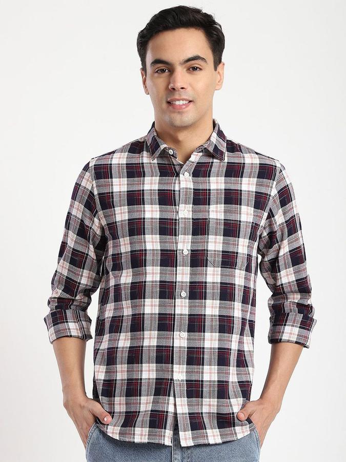 R&B Men Multi Color Checked Long Sleeves Shirt 