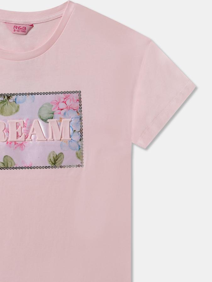 Girls Cotton Regular Fit Crew Neck Graphic T-shirt